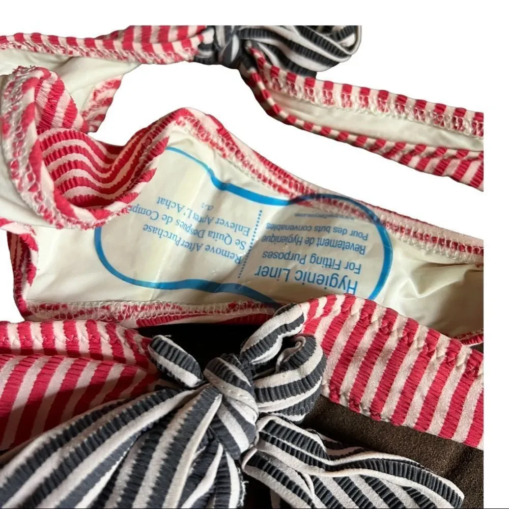 Solid & Striped Bikini Bottom nwot‎